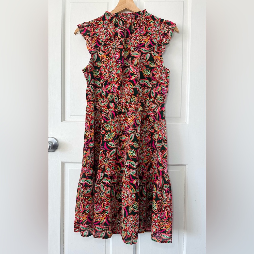 J. CREW Ruffle V-Neck Mini Dress Tropical Floral Print Size 2 - Picture 6 of 14